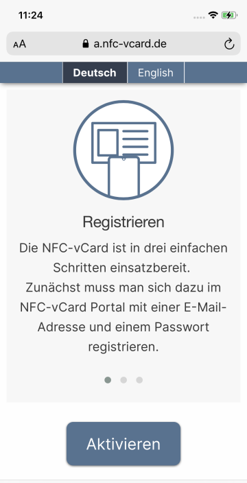 1. NFC-vCard aktivieren