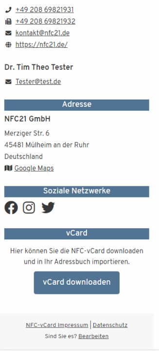 NFC-vCard downloaden